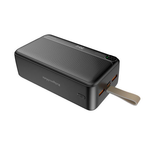Nešiojamas įkroviklis - akumuliatorius 40000mAh 2xUSB + USB C 20W su indikatoriumi greito krovimo (QC3.0) juodas (black) Kruger&Matz 